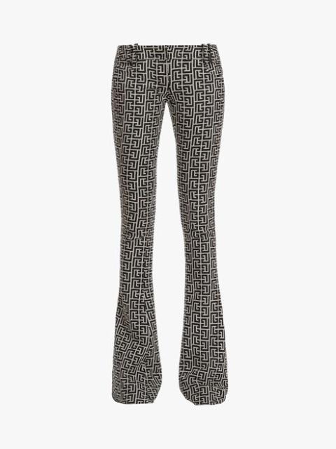 Balmain Bicolor jacquard wool bootcut pants