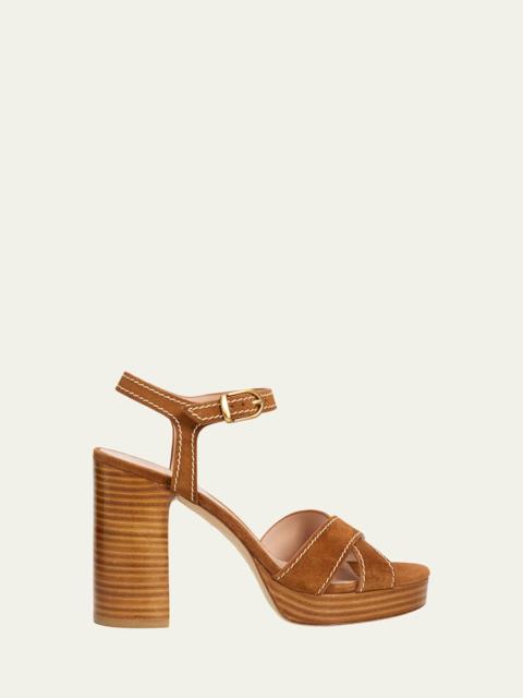 Stuart Weitzman 95mm Park Suede Platform Sandals