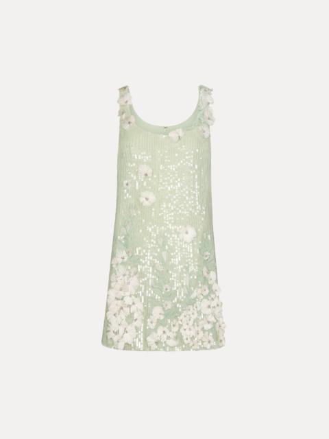 FOXGLOVE EMBROIDERED SEQUIN TULLE SHIFT DRESS