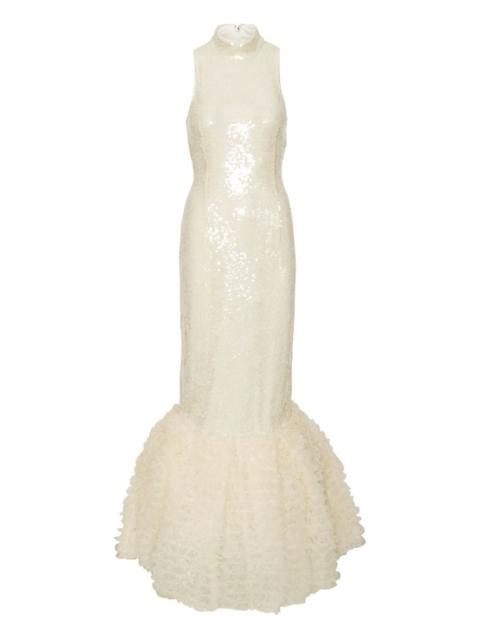 ROTATE sequin-embellished ruffled gown