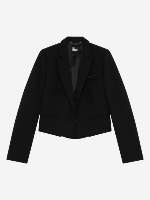 The Kooples SHORT ASYMMETRICAL BLACK JACKET
