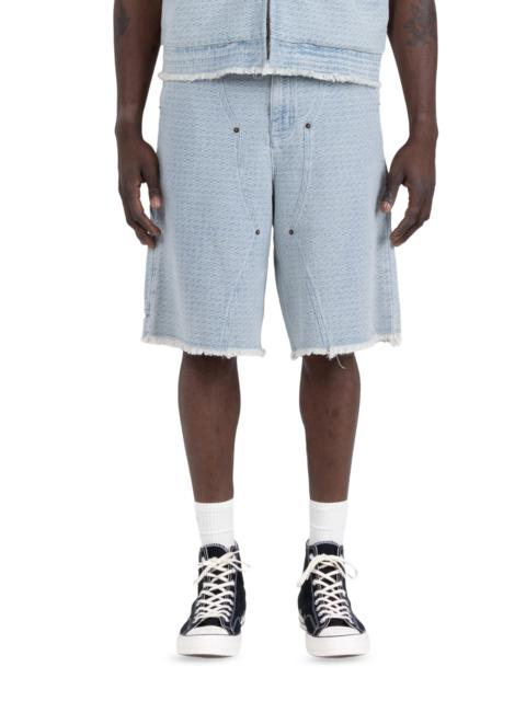 HONOR THE GIFT Men's Raw-Edge Denim Shorts - Light Indigo