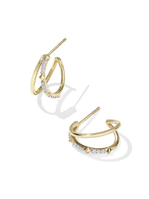 KENDRA SCOTT Astrid 14k Yellow Gold Split Hoop Earrings in White Diamond
