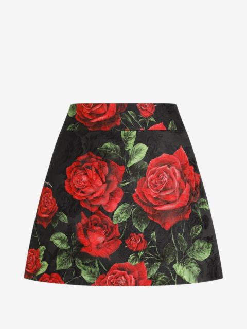Dolce & Gabbana rose-print brocade skirt