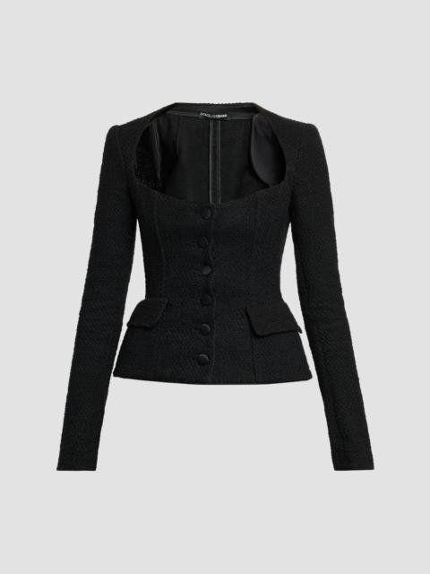 Dolce & Gabbana Women's Tweed Structured Jacket - Nero
