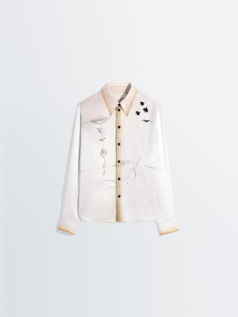 Lemaire POINTED COLLAR SHIRT IN LANDSCAPE PRINTED SILK