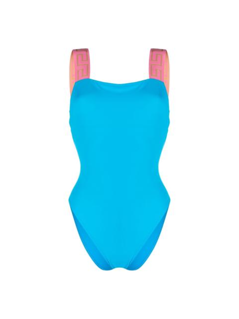 Greca Border square-neck swimsuit