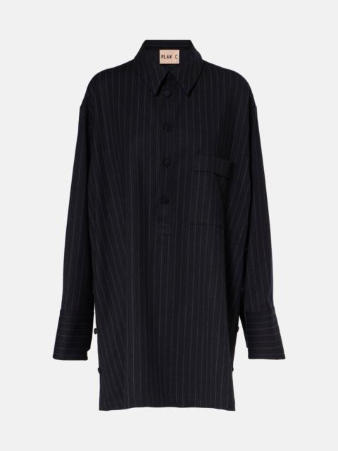 Plan C Pinstripe wool-blend shirt