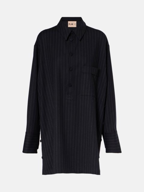 Pinstripe wool-blend shirt