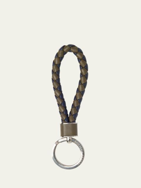 Bottega Veneta Men's Intreccio Key Ring in Bicolor Napa