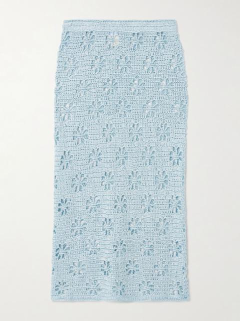 CALLE DEL MAR Crocheted midi skirt Light blue
