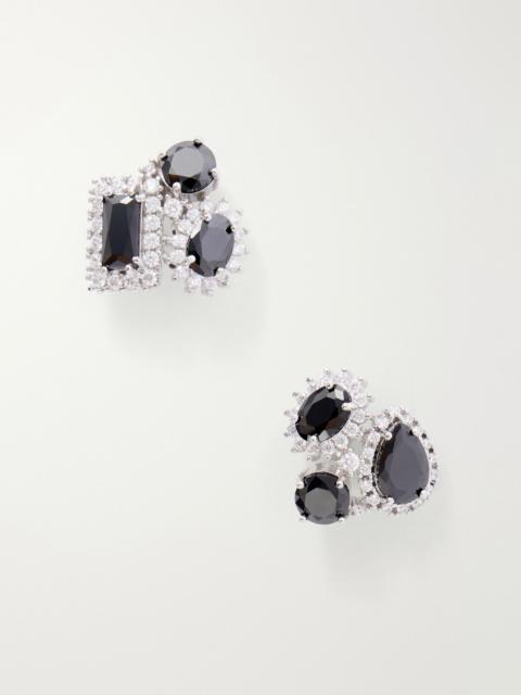 Maison Margiela Cluster embellished silver-tone earrings Black