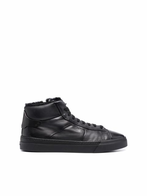 Lace-up high-top leather sneakers