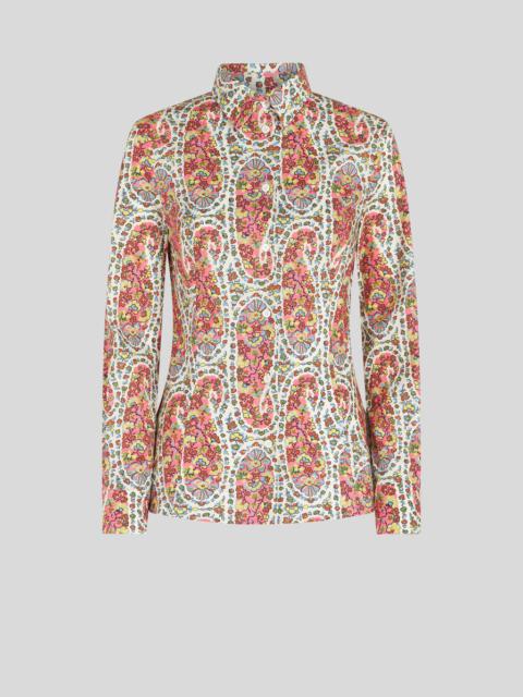 FLORAL PAISLEY WAIST FITTED SHIRT