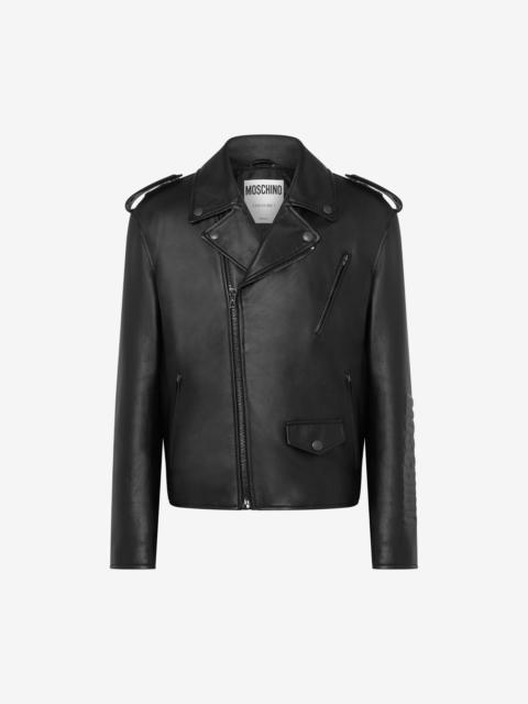 MOSCHINO OUTLINE NAPPA LEATHER BIKER JACKET