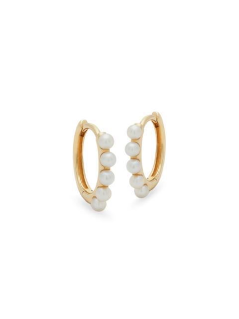 STONE AND STRAND Dainty Dive Deep Pearl Huggies