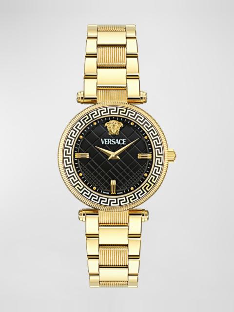 35mm Versace Reve Watch with Bracelet Strap, Yellow Gold/Black