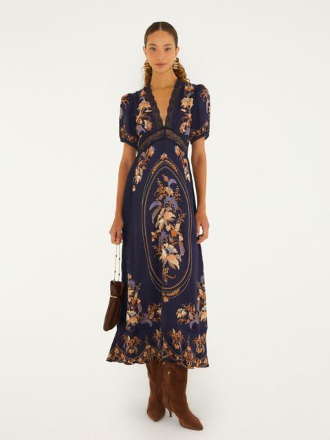 FARM RIO Lara Lace Puff Sleeve Maxi Dress