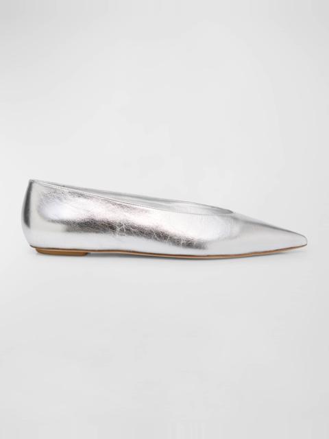 Lina Metallic Point-Toe Ballerina Flats