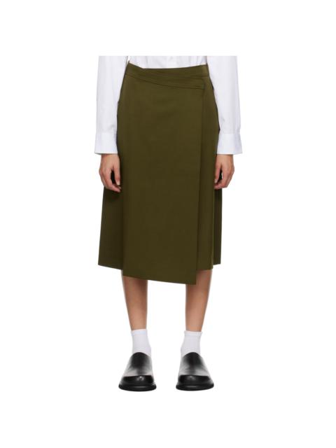 6397 Khaki Wrap Midi Skirt
