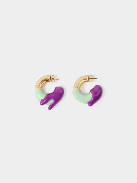 SUNNEI SMALL RUBBERIZED EARRINGS GOLD / purple & mint