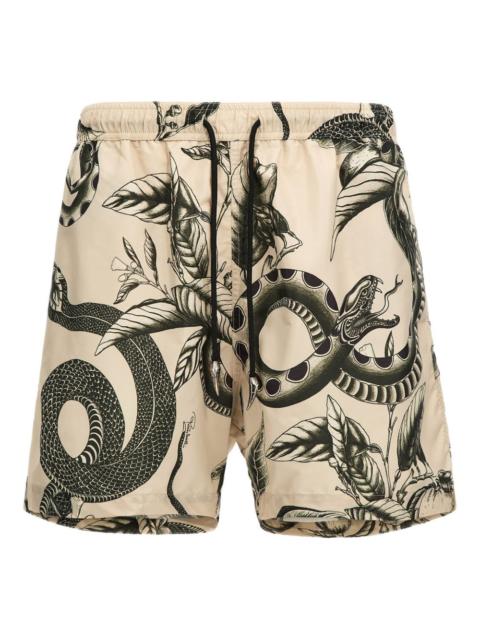 Roberto Cavalli snake-print drawstring swim shorts