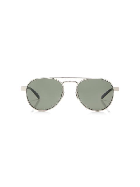 SAINT LAURENT Hyper Rimlock Aviator Sunglasses silver