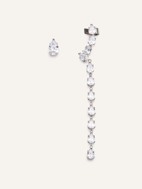 MAGDA BUTRYM Asymmetrical crystal drop earring set in silver