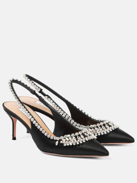 AQUAZZURA Crystal Crush satin slingback pumps