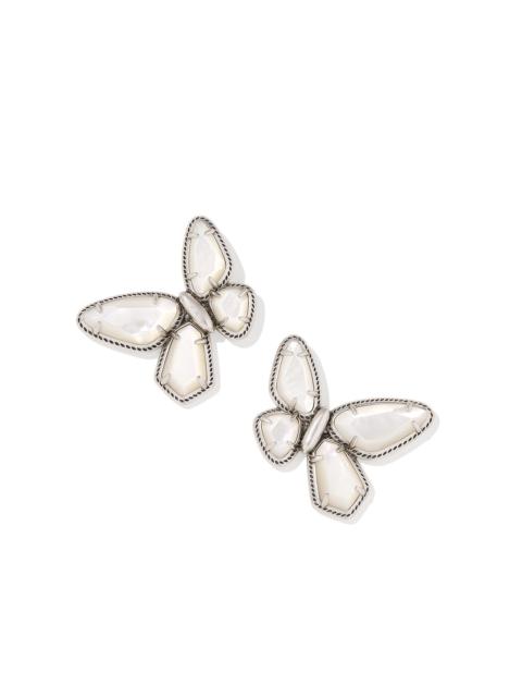 KENDRA SCOTT Dolly Parton x Kendra Scott Vintage Silver Butterfly Stud Earrings in Ivory Mother-of-Pearl