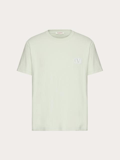 Valentino COTTON T-SHIRT WITH VLOGO SIGNATURE PATCH