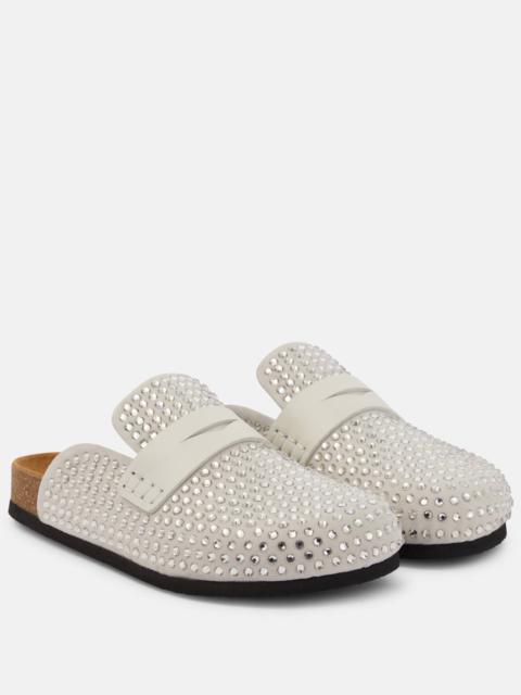 JW Anderson Crystal-embellished suede slippers