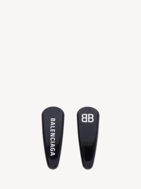 BALENCIAGA Women's Holli Hair Clip Set in Black/white/silver