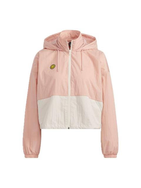 (WMNS) adidas neo x SMILEY Sportwears Windbreaker Jacket 'Pink White' HE7954