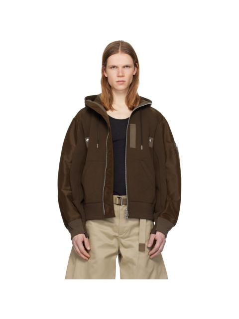 sacai Brown Sponge Sweat Hoodie