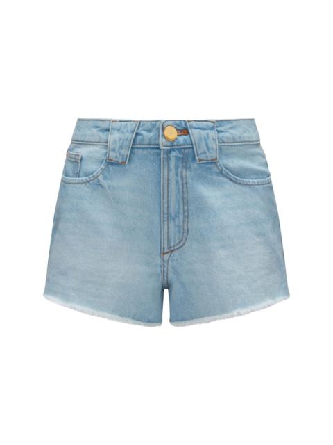 PERFECT MOMENT stonewashed low-rise denim shorts