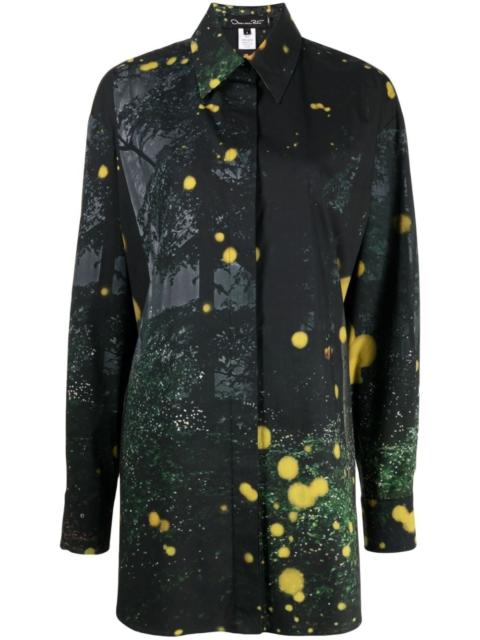 Oscar de la Renta Firefly-print long-sleeve shirt