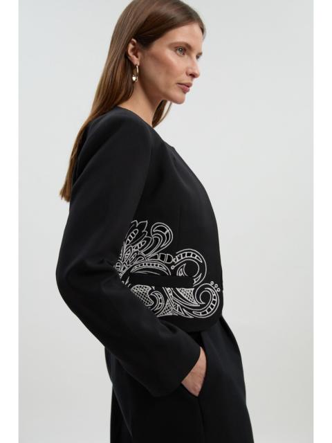 KAREN MILLEN Tailored Cutwork Detail Collarless Jacket