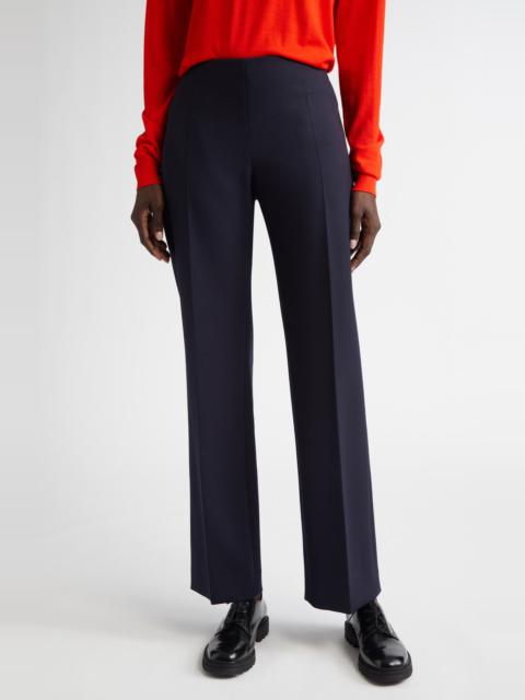 The Row The Row Vesco Double Face Stretch Wool Ankle Pants in Navy at Nordstrom