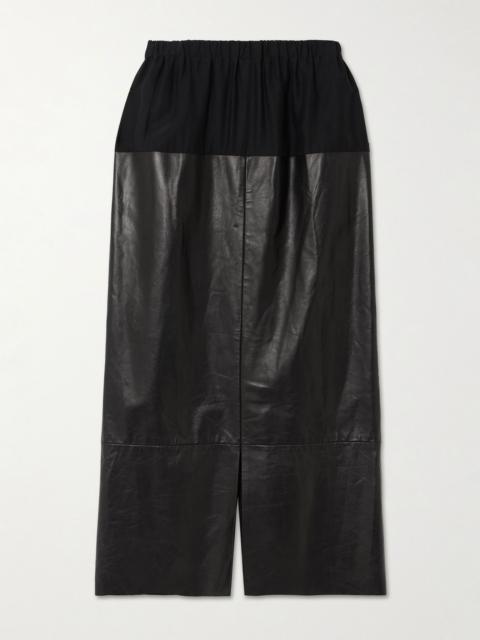 SHARON WAUCHOB Laure paneled silk-jersey and leather midi skirt Black