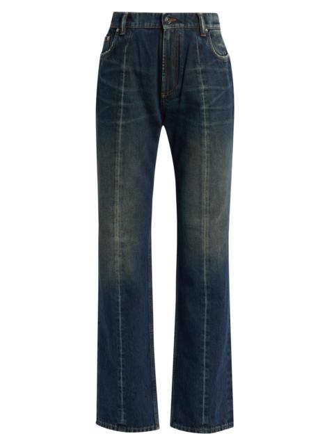 VERSACE Women's Faded Straight Jeans - Dirty Blue