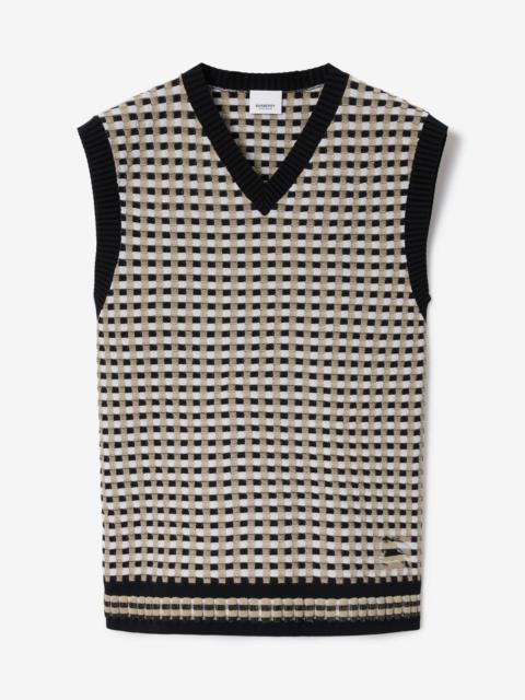 Burberry Check Cotton Blend Sweater Vest