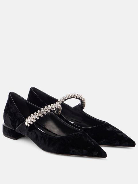 JIMMY CHOO Bing embellished velvet ballet flats