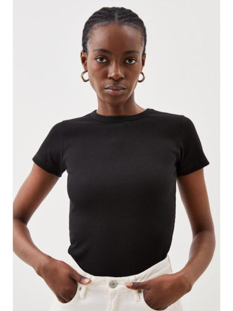 KAREN MILLEN Compact Jersey Short Sleeve Ribbed Top