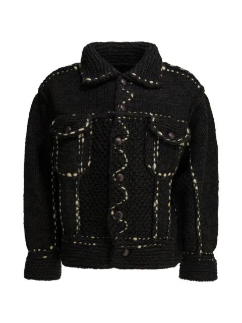 Kapital button trim wool cardigan