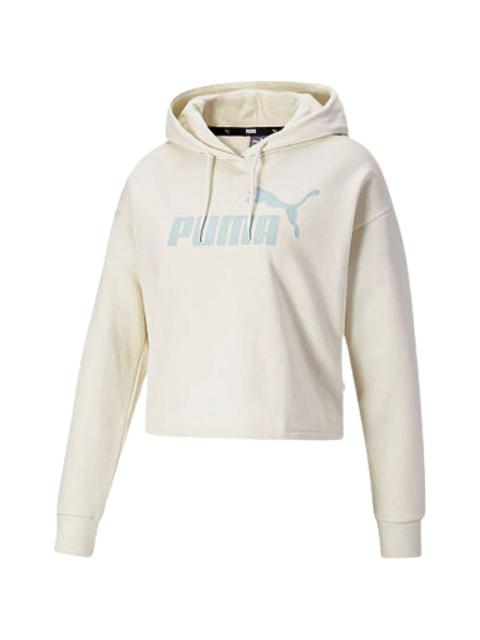 PUMA cropped logo-print hoodie