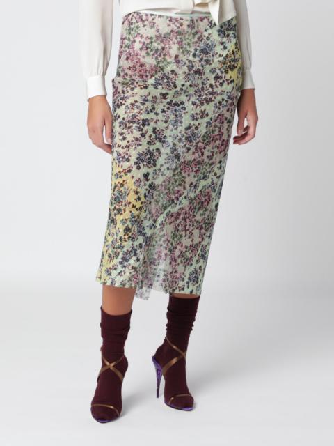 Dries Van Noten Mint green skirt with floral print