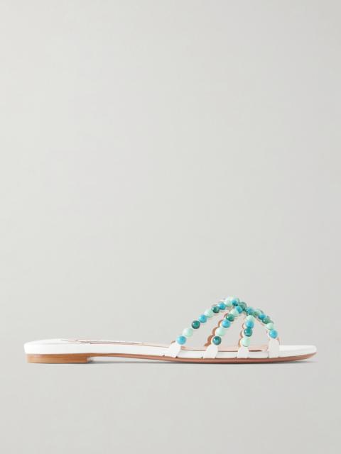 AQUAZZURA Gemma Embellished Leather Sandals