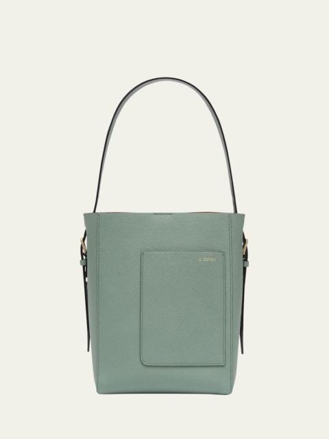 Valextra Secchiello Small Leather Bucket Bag