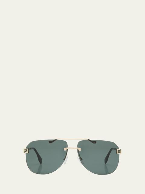 FENDI Men's Sky Monogram Metal Sunglasses